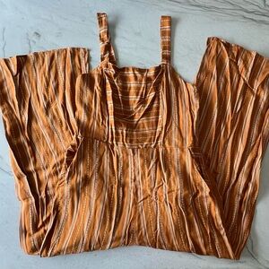 Wide leg Mustard and White Striped Jumpsuit